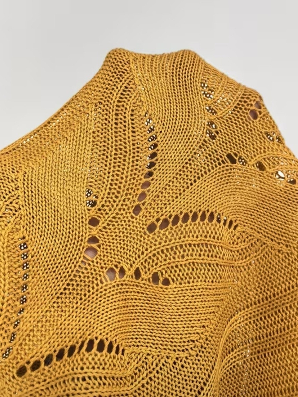 Mustard Sleeveless Knit Leaf-Panel Tank Top - Picture 8 of 8